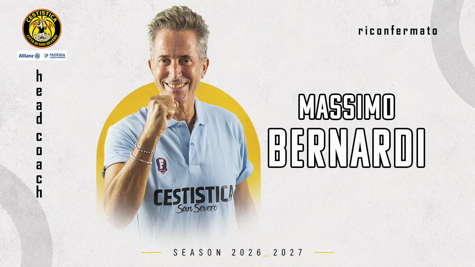 Due anni ancora insieme! Coach Massimo Bernardi rinnova con l’Allianz Pazienza