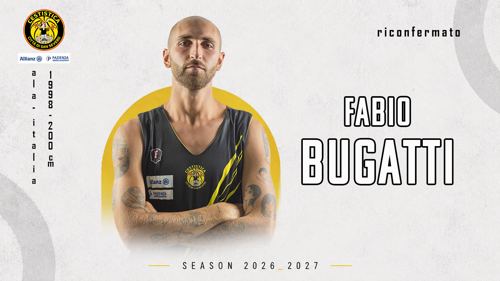 Il Capitano resta in giallonero: Fabio Bugatti rinnova con l’Allianz Pazienza fino al 2028!