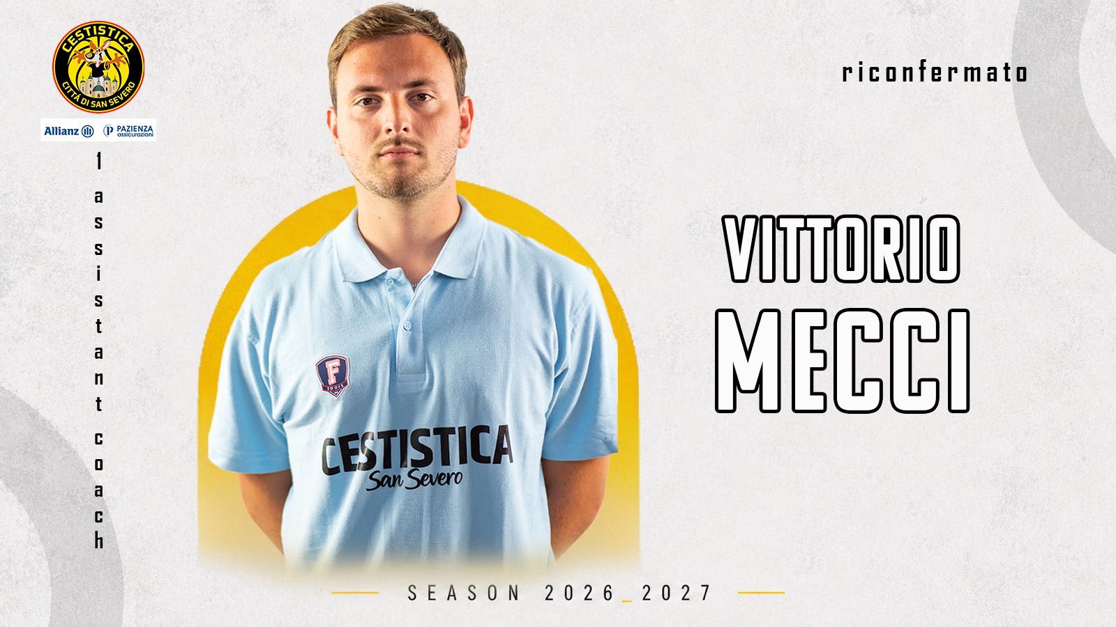 Un’altra storia giallonera che continua a crescere. Coach Vittorio Mecci diventa vice allenatore