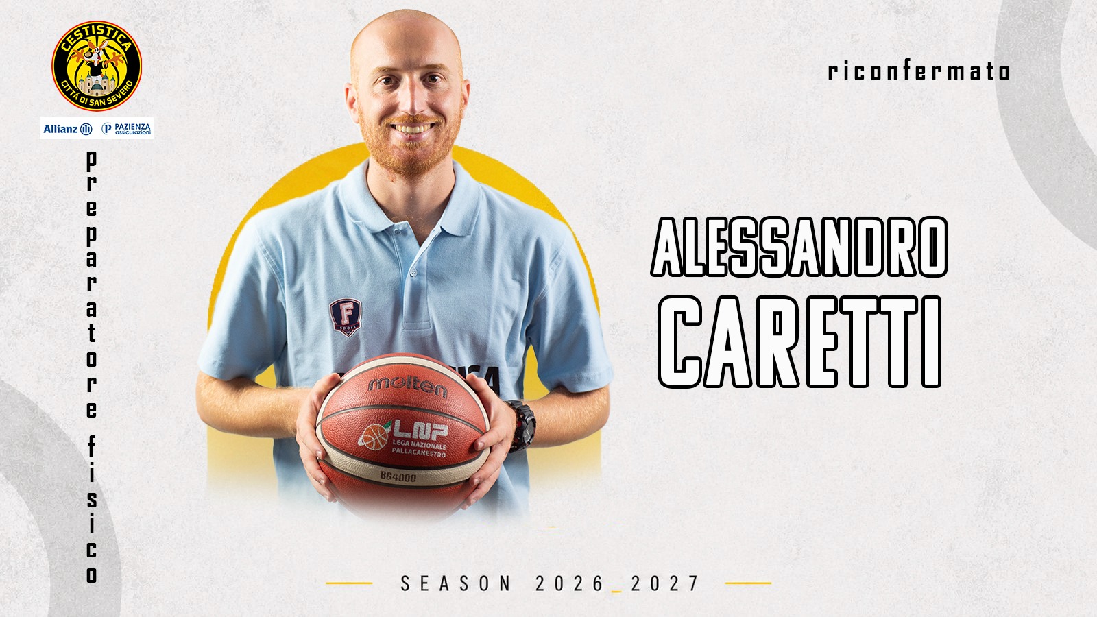La preparazione atletica della Cestistica resta nelle mani di Alessandro Caretti