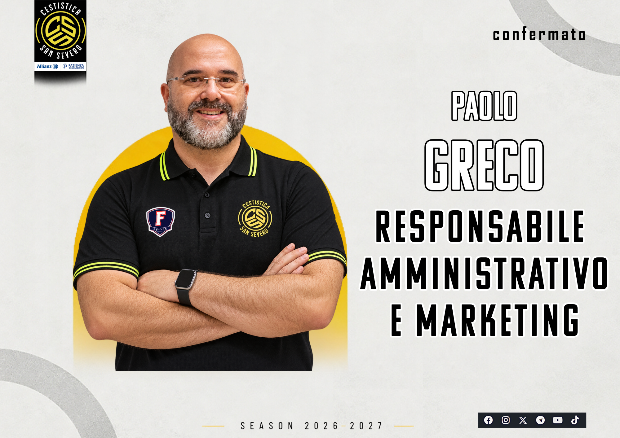 Una conferma nel segno della continuità: Paolo Greco ancora responsabile Amministrativo e Marketing